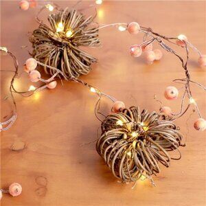 Nature Rattan Pumpkin String Lights Fall Garland with Lights Battery Operated